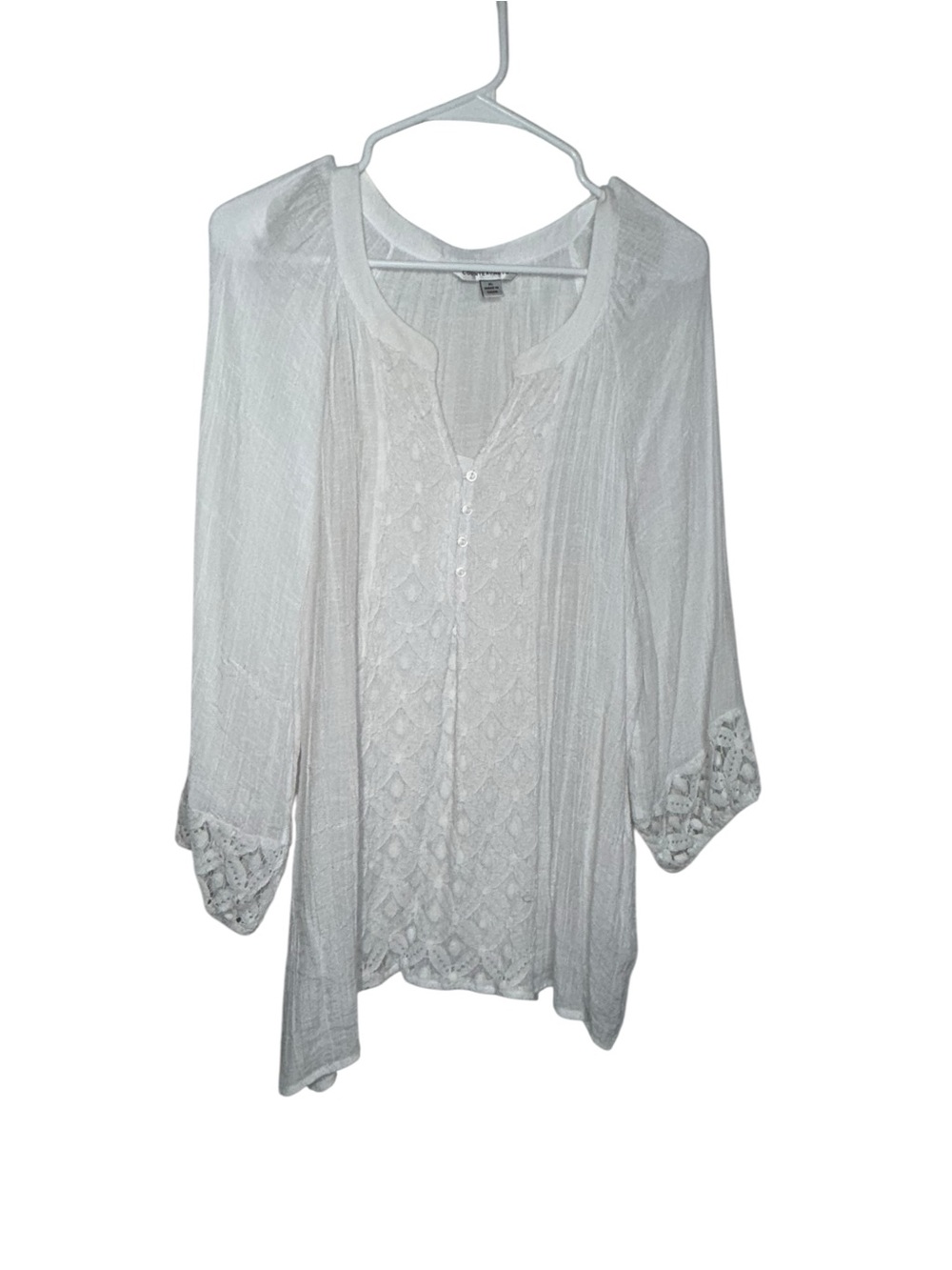 Counterparts White Peasant Tunic with Embroidered Cuffs